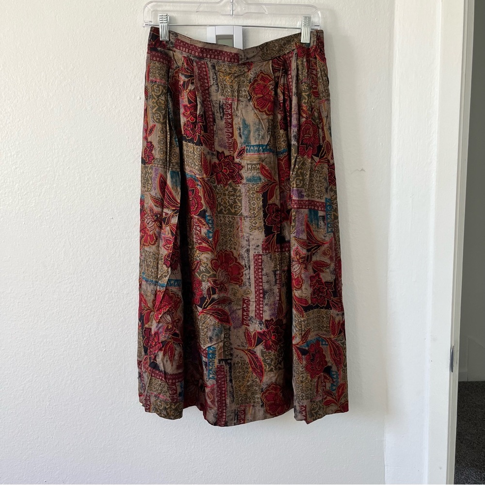 Sag Harbor brown and red midi skirt
